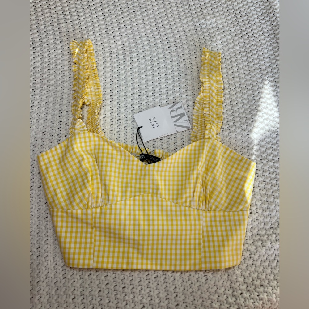 Zara Gingham Crop top Yellow & White